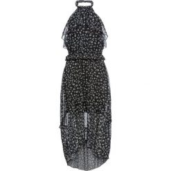 Sukienka z dekoltem halter bonprix czarno-biały w kwiaty. Czarne sukienki damskie bonprix, w kwiaty, bez kołnierzyka, z krótkim rękawem, krótkie, mini. Za 79,99 zł.