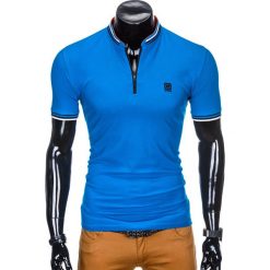 Koszulka męska polo bez nadruku S916 - niebieska. Niebieskie koszulki męskie Ombre Clothing, s, z nadrukiem, polo, bez rękawów. Za 34,99 zł.