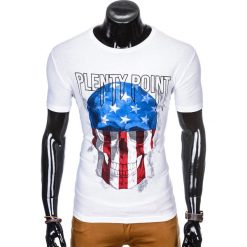 T-SHIRT MĘSKI Z NADRUKIEM S993 - BIAŁY. Białe t-shirty męskie z nadrukiem marki Ombre Clothing, m. Za 29,00 zł.