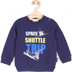 Koszulka. Niebieskie t-shirty chłopięce z długim rękawem SPACE, z aplikacjami, z bawełny. Za 24,90 zł.