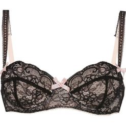 Biustonosz "bardotka" bonprix czarno-pudrowy. Czarne biustonosze bardotka bonprix. Za 59,99 zł.