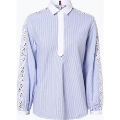 Tommy Hilfiger - Bluzka damska, niebieski. Niebieskie bluzki damskie TOMMY HILFIGER, w paski, z bawełny, eleganckie, z klasycznym kołnierzykiem, bez rękawów. Za 399,95 zł.