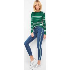 Jeansy skinny z lampasami. Niebieskie jeansy damskie skinny marki Orsay, s, z elastanu. Za 89,99 zł.