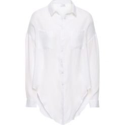 Bluzka z przewiązaniem bonprix biały. Białe koszulki damskie marki bonprix, bez wzorów, eleganckie, z klasycznym kołnierzykiem. Za 37,99 zł.