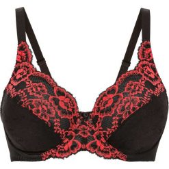 Biustonosz bonprix czarno-koralowy. Czarne biustonosze bardotka bonprix, z żakardem. Za 37,99 zł.