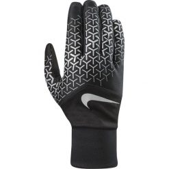 Rękawiczki męskie: Nike Rękawiczki męskie Printed Dri-fit Tempo 360 Run Gloves czarno-srebrne r. L