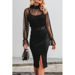 Sukienka ROZALIA. Czarne sukienki damskie Sukienka ROZALIA, s, bez wzorów, eleganckie, bez kołnierzyka, z krótkim rękawem, krótkie, midi. W wyprzedaży za 89,00 zł.