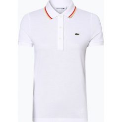 Lacoste - Damska koszulka polo, biały. Białe koszulki damskie Lacoste, na imprezę, w paski, z bawełny, polo, bez rękawów. Za 499,95 zł.
