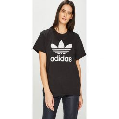 Adidas Originals - Top. Czarne topy damskie adidas Originals, m, z nadrukiem, z bawełny, z okrągłym kołnierzem. Za 129,90 zł.