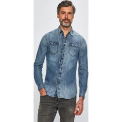 Guess Jeans - Koszula jeansowa. Niebieskie koszule męskie Guess Jeans, xl, z aplikacjami, z bawełny, klasyczne, z klasycznym kołnierzykiem, z długim rękawem. Za 399,90 zł.