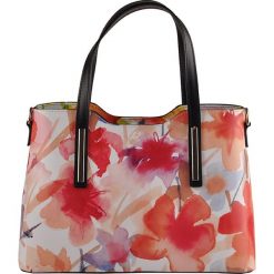 Torebki klasyczne damskie: Skórzana torebka z kolorowym wzorem – 32 x 22 x 12 cm