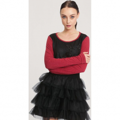 Czarno-Czerwona Bluzka Observation. Czarne bluzki longsleeves other, l. Za 24,99 zł.