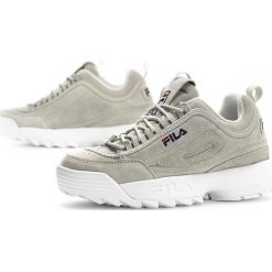 FILA DISRUPTOR S LOW WMN > 1010304-3JW. Szare sneakersy damskie Fila, ze skóry. W wyprzedaży za 369,99 zł.
