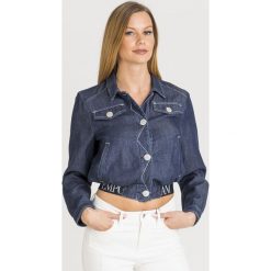 KURTKA Emporio Armani. Niebieskie kurtki damskie Emporio Armani, bez wzorów, z jeansu. Za 785,40 zł.