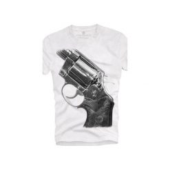 T-shirt UNDERWORLD Ring spun cotton Gun. Białe t-shirty męskie Underworld, s, z nadrukiem, z bawełny, bez kołnierzyka. Za 69,99 zł.