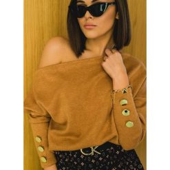SWETER EMILY CARMEL. Żółte bluzki damskie Fanaberia.com, na jesień, s, bez wzorów, bez rękawów, bez kaptura. Za 99,00 zł.