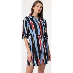 Czarna Sukienka Sizing. Czarne sukienki damskie Born2be, xl, w paski, z koszulowym kołnierzykiem, bez rękawów, długie, mini, koszulowe. Za 59,99 zł.