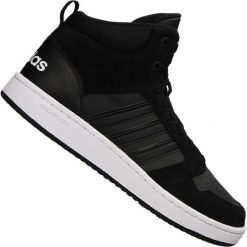 Czarne Buty adidas Cloudfoam Super Hoops Mid M BB9920. Czarne buty sportowe męskie Adidas, na jesień, ze skóry, bez zapięcia, adidas cloudfoam. W wyprzedaży za 299,00 zł.