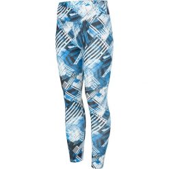 Legginsy treningowe damskie SPDF004 - multikolor allover. Szare legginsy damskie 4f, bez wzorów, z dzianiny. W wyprzedaży za 69,99 zł.