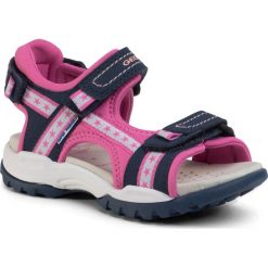 Sandały GEOX - J Borealis G. A J020WA 05015 C4268 S Navy/Fuchsia. Różowe sandały dziewczęce Geox, ze skóry ekologicznej, bez zapięcia. Za 259,00 zł.