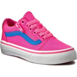 Tenisówki VANS - Old Skool Zip VN0A38HEMMV (Neon Canvas) Pink/Blue. Różowe trampki dziewczęce Vans, bez wzorów, z gumy, na sznurówki. W wyprzedaży za 169,00 zł.