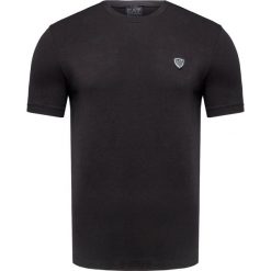 T-shirt EA7 EMPORIO ARMANI Czarny. Czarne t-shirty męskie marki EA7 Emporio Armani, z aplikacjami, z bawełny, z okrągłym kołnierzem. Za 300,00 zł.