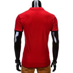 KOSZULKA MĘSKA POLO BEZ NADRUKU S758 - CZERWONA. Czerwone koszulki polo męskie marki Ombre Clothing, s, z nadrukiem. Za 29,00 zł.