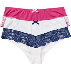 Figi: Figi „panty” (2 pary) bonprix ecru-niebieski + różowo-jasnoróżowy