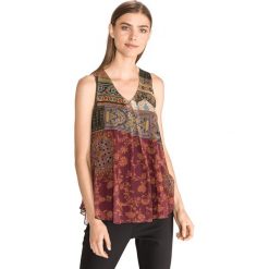 Desigual Indira Top Czerwony Brązowy. Czerwone podkoszulki damskie Desigual, l, bez wzorów, z elastanu, bez rękawów. Za 274,95 zł.