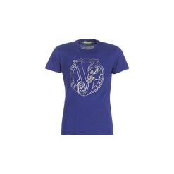 T-shirty z krótkim rękawem Versace Jeans B3GTB76G-36610. Niebieskie t-shirty męskie Versace Jeans, s, bez wzorów, z jeansu, bez kołnierzyka, krótkie. Za 323,10 zł.