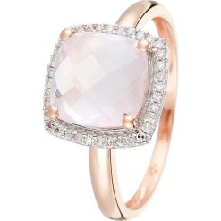Złoty pierścionek z diamentami i różowym kwarcem. Różowe pierścionki damskie Diamond & Co, z kwarcem, złote. W wyprzedaży za 725,95 zł.