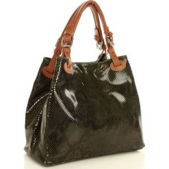 LAURA Luksusowa torebka shopper MAZZINI skóra - zielona. Żółte kuferki damskie marki MAZZINI, w paski, ze skóry, na ramię. Za 289,00 zł.