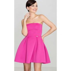 Różowa Wieczorowa sukienka Gorsetowa. Różowe sukienki damskie Molly.pl, xl, bez wzorów, eleganckie, z dekoltem na plecach, bez rękawów, rozkloszowane. Za 135,90 zł.