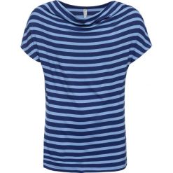 Shirt w paski bonprix kobaltowo-błękitny w paski. Niebieskie bluzki damskie bonprix, w paski, bez kołnierzyka, bez rękawów. Za 49,99 zł.