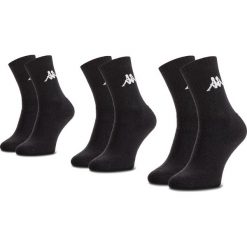 Zestaw 3 par wysokich skarpet unisex KAPPA - Sonotu 704304 Black 005. Czarne skarpetki damskie Kappa, bez wzorów, z elastanu. Za 19,95 zł.