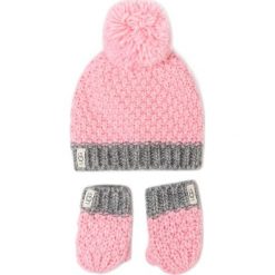 Zestaw czapka i rękawiczki Ugg K Infant Knit Hat And Mitt Set 18802. Niebieskie szaliki i rękawiczki niemowlęce Ugg, bez wzorów. W wyprzedaży za 219,00 zł.