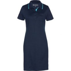 Sukienka shirtowa polo bonprix ciemnoniebiesko-morski. Niebieskie sukienki damskie bonprix, bez wzorów, z bawełny, polo, bez rękawów, dopasowane. Za 89,99 zł.