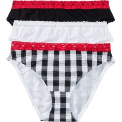 Figi (3 pary), bawełna organiczna bonprix z nadrukiem + czarny + biały. Białe figi damskie marki bonprix, z nadrukiem, z bawełny. Za 50,97 zł.