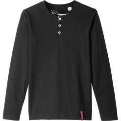 Shirt chłopięcy z dekoltem henley bonprix czarny. Czarne t-shirty chłopięce bonprix, bez wzorów, z długim rękawem. Za 34,99 zł.