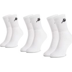 Zestaw 3 par wysokich skarpet unisex KAPPA - Sonotu 704304 White 001. Białe skarpetki damskie Kappa, bez wzorów, z elastanu. Za 19,95 zł.