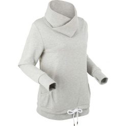 Bluzy damskie: Bluza z kołnierzem, z wiązanym troczkiem, długi rękaw bonprix jasnoszary melanż