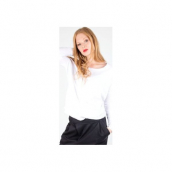 Bluzka ADELA LONGSLEEVE. Białe bluzki damskie marki MeMola, s, bez wzorów, z bawełny, bez kołnierzyka, bez rękawów. Za 116,91 zł.