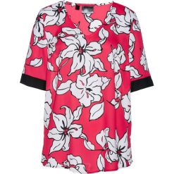 Tunika bonprix różowy hibiskus - biały z nadrukiem. Różowe tuniki damskie bonprix, z nadrukiem, bez kołnierzyka, bez rękawów. Za 37,99 zł.