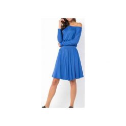 SUKIENKA NILA | ODCINANA KOBALTOWA. Niebieskie sukienki na komunię marki Meleksima, na spotkanie biznesowe, l, z materiału, oversize. Za 125,30 zł.