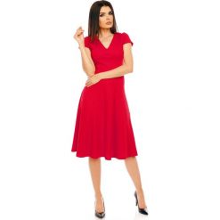Czerwona Elegancka Rozkloszowana Sukienka z Mini Rękawkiem. Czerwone sukienki balowe Molly.pl, l, midi, oversize. W wyprzedaży za 120,81 zł.
