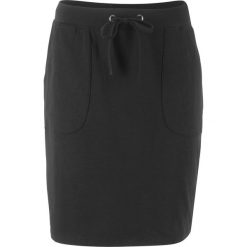 Spódnica ze stretchem i wiązanym paskiem bonprix czarny. Czarne spódniczki damskie bonprix, bez wzorów. Za 37,99 zł.