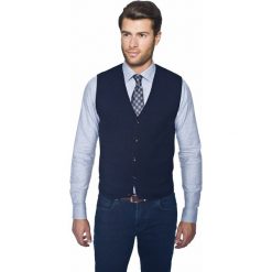 Sweter lamola w serek granatowy. Niebieskie swetry męskie Recman, m, bez wzorów, z dekoltem w serek, bez kaptura. Za 109,99 zł.