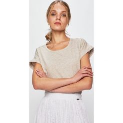 Vila - Top. Szare bluzki damskie Vila, s, bez wzorów, z bawełny, casualowe, z okrągłym kołnierzem, z krótkim rękawem. W wyprzedaży za 59,90 zł.
