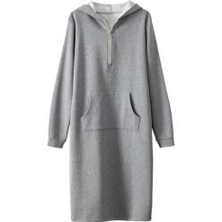Sukienka-bluza, suwak z przodu, z kapturem. Szare sukienki mini damskie marki La Redoute Collections, na co dzień, s, z bawełny, z kapturem, z długim rękawem. Za 141,08 zł.