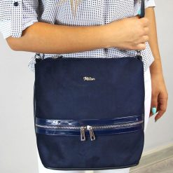 Torebka damska worek shopper MILTON ML11 granatowa - Granatowy. Niebieskie torby damskie na zakupy Milton, w paski, ze skóry ekologicznej, bez dodatków. Za 119,99 zł.